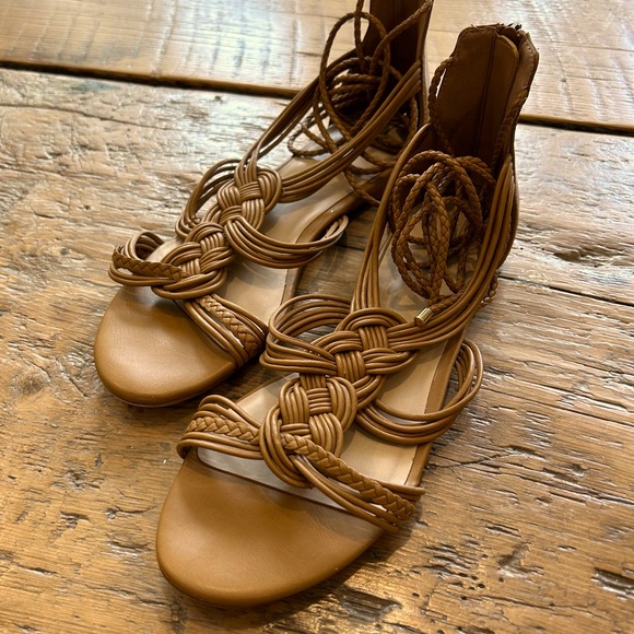 ALDO Vegan Leather Woven Boho Lace Up Sandals - Picture 1 of 6